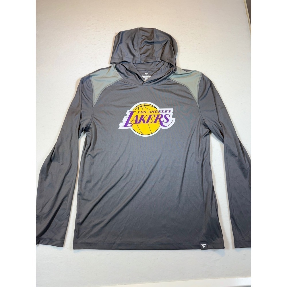 Fanatics Los Angeles Lakers Hooded Long Sleeve Shirt Men's L/G Gray Basketball